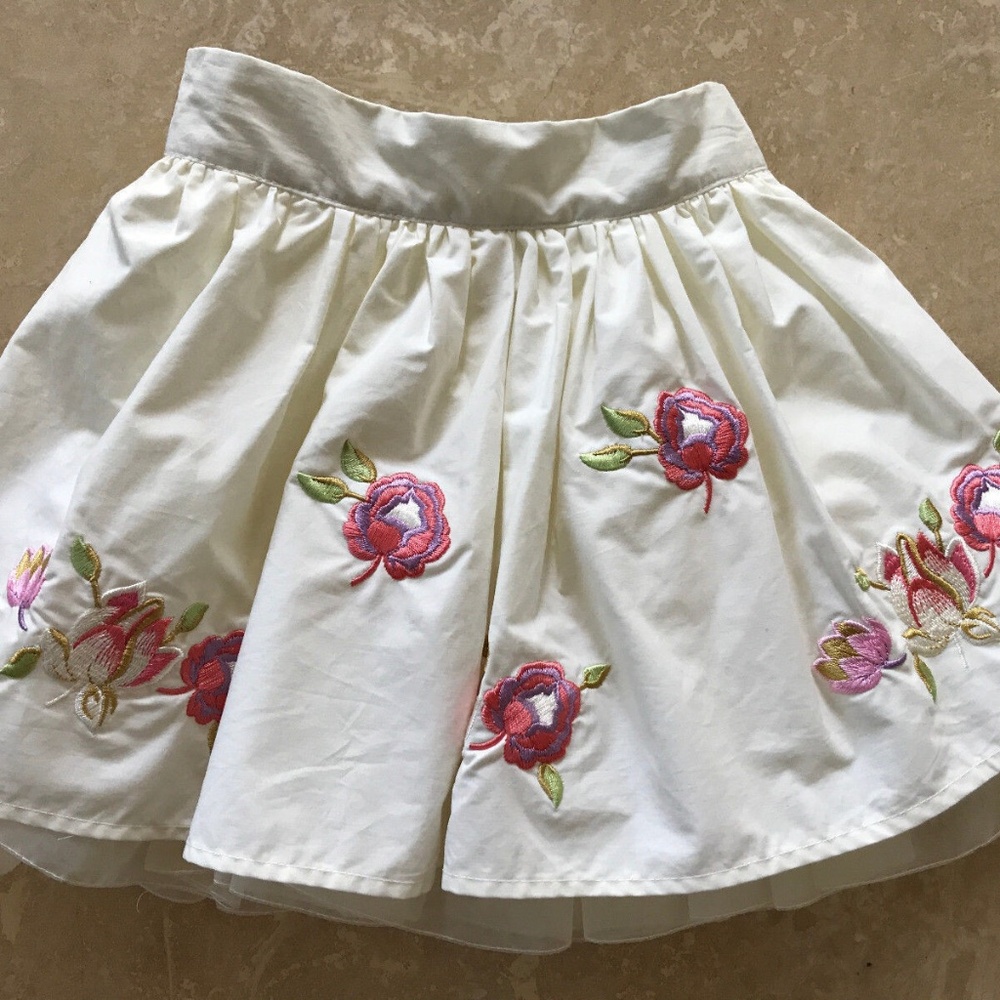 Kenneth Cole Reaction Girls' Skirt Tulle Embroidered Flowers100% Cotton NEW  3T